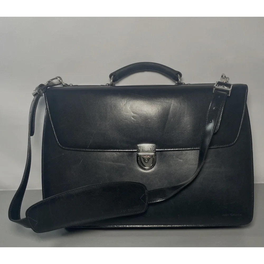 Black Leather Executive Professional Briefcase by Jack Georges